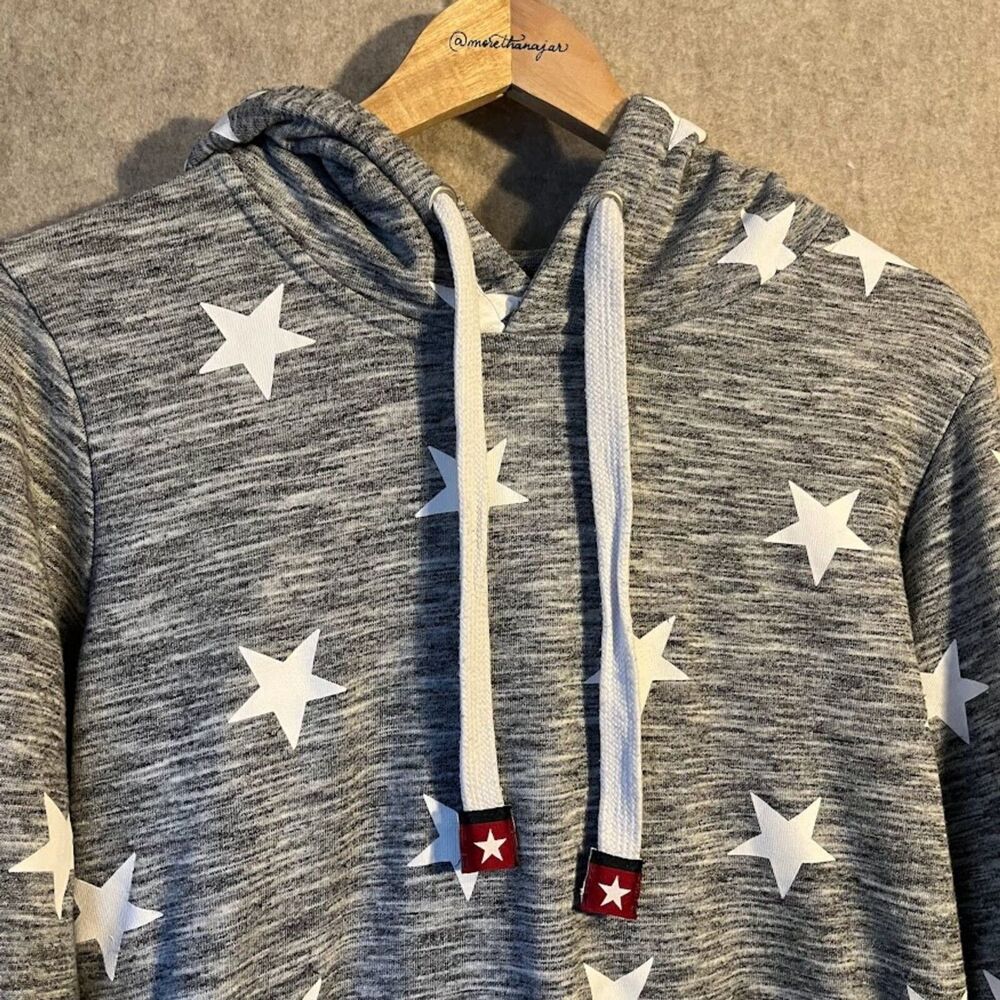 Heathered Grey Reflex White Star Hoodie Size Large - Picture 3 of 6
